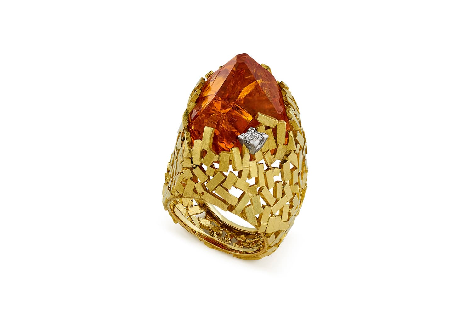  Grima ring with citrine and diamond in yellow gold from 1965