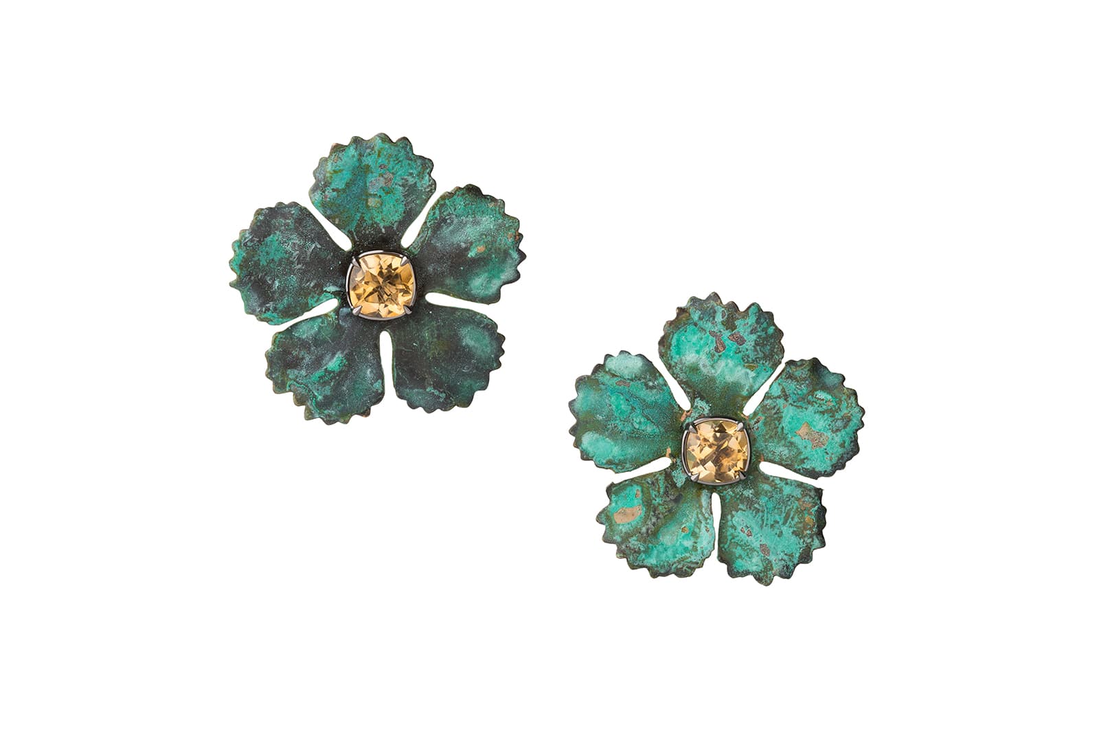  Tessa Packard 'Wonderland' earrings with citrine in verdigris brass