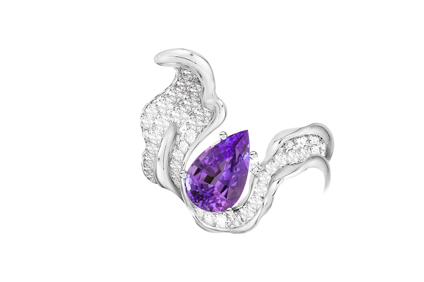 Simone Jewels x Katerina Perez jewellery collaboration ring with amethyst and diamonds in recycled white gold