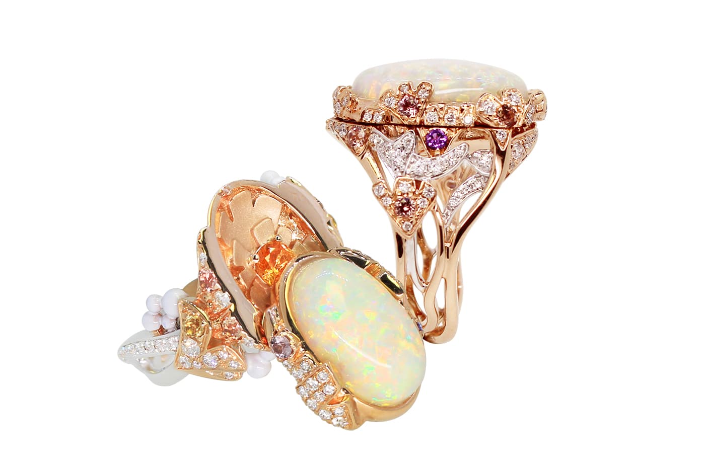  Simone Jewels ‘Hidden Gem’ ring with opal, sapphires, amethyst, diamonds and citrine in rose gold