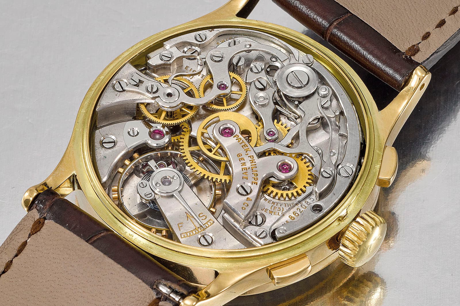  Reverse of Patek Philippe watch showing complication