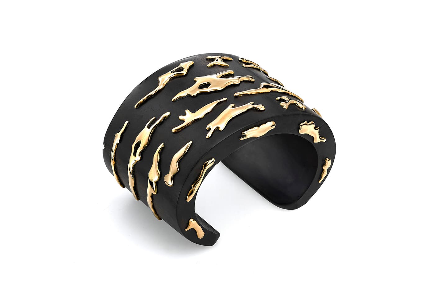 Chris Davies 'Palace Clouds' cuff in hand carved ebony wood and 18k recycled gold
