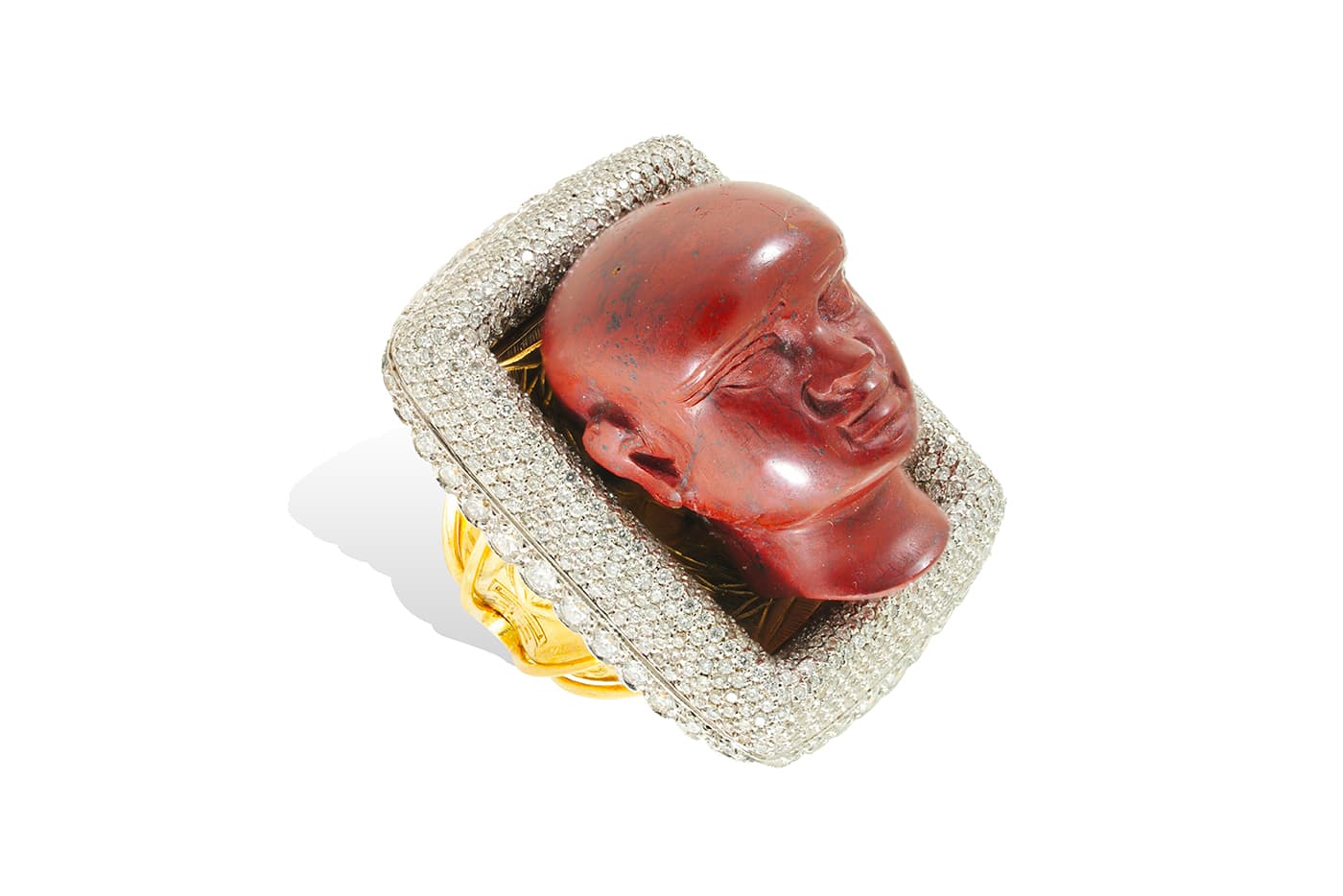  Lydia Courteille ring with 5.31ct diamonds and jasper in yellow gold and silver