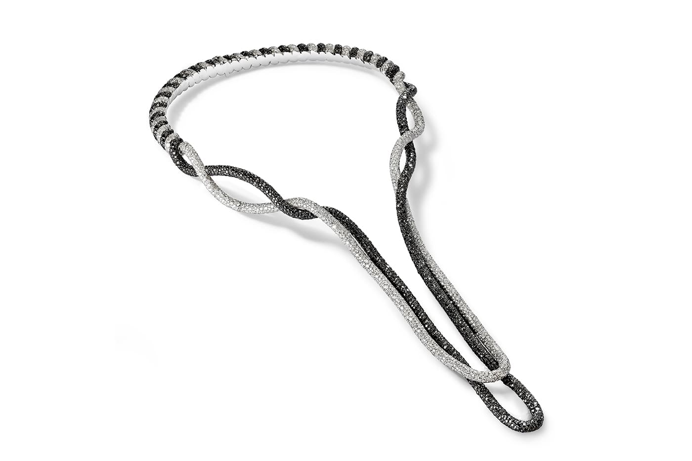 Emmanuel Tarpin for de Grisogono 'Prologue' necklace with colourless and black diamonds in white gold