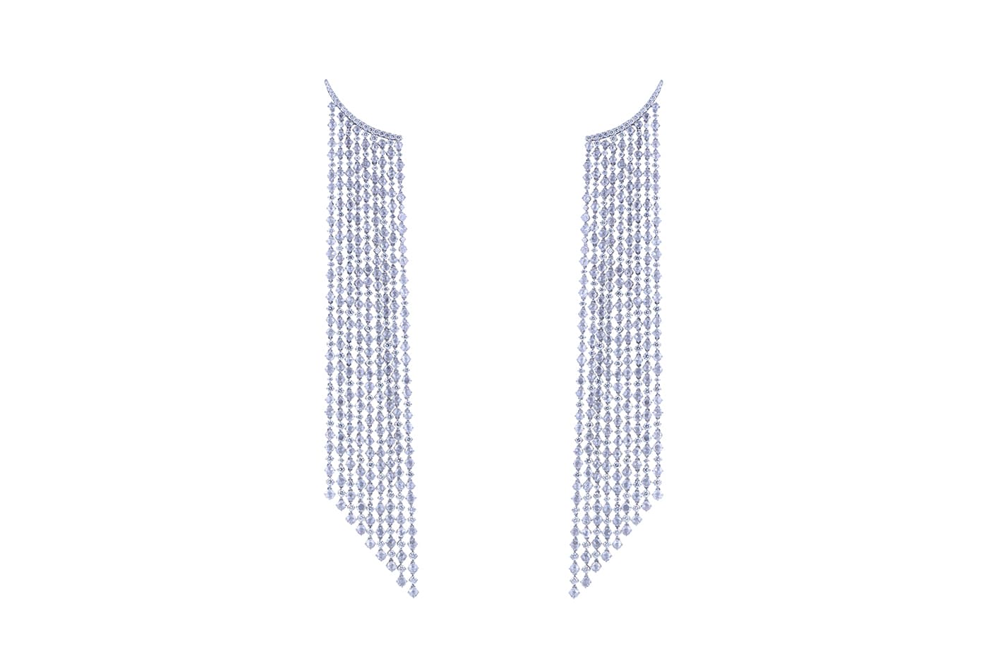  Jaipur Gems 'Waterfall' earrings with diamonds in white gold