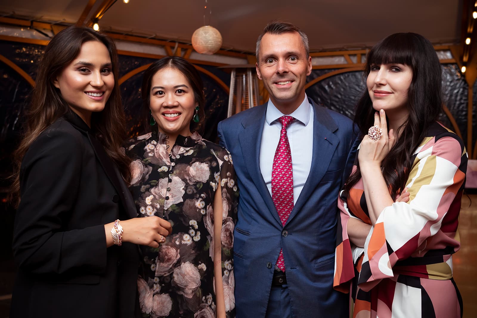 From left to right: Blogger Sindi Arifi, Wilvy Sy - Gübelin, Raphael Gübelin  and Katerina Perez