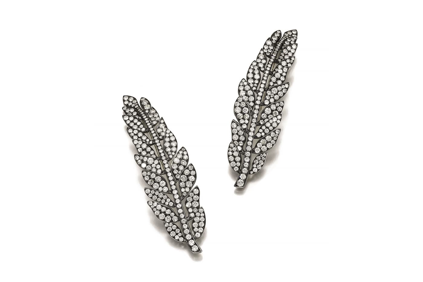  Hemmerle pair of diamond brooch hair clips 