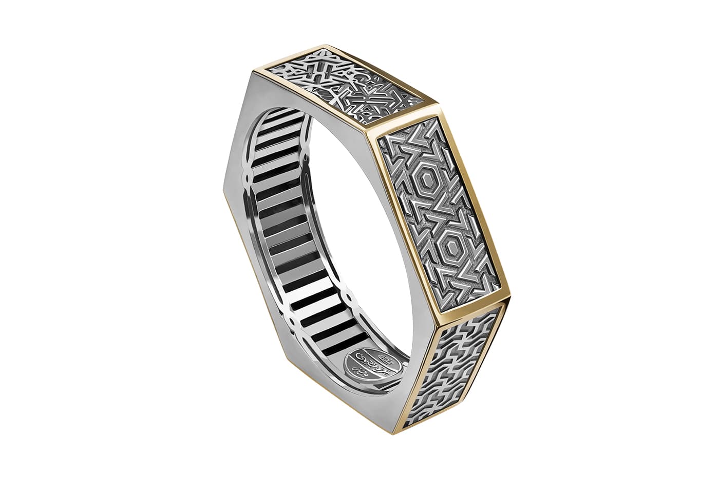 Azza Fahmy 'Mamluk' collection ‘Baybars Qaytbay’ bangle in yellow gold and sterling silver