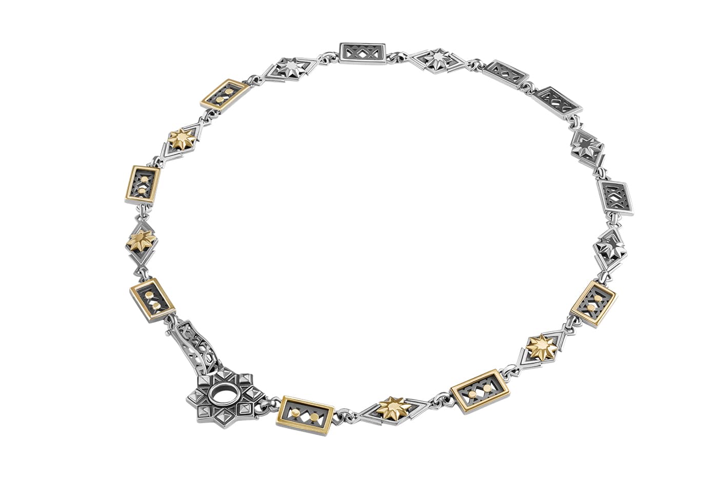  Azza Fahmy 'Mamluk' collection ‘Sultan Hassan’ necklace in yellow gold and sterling silver