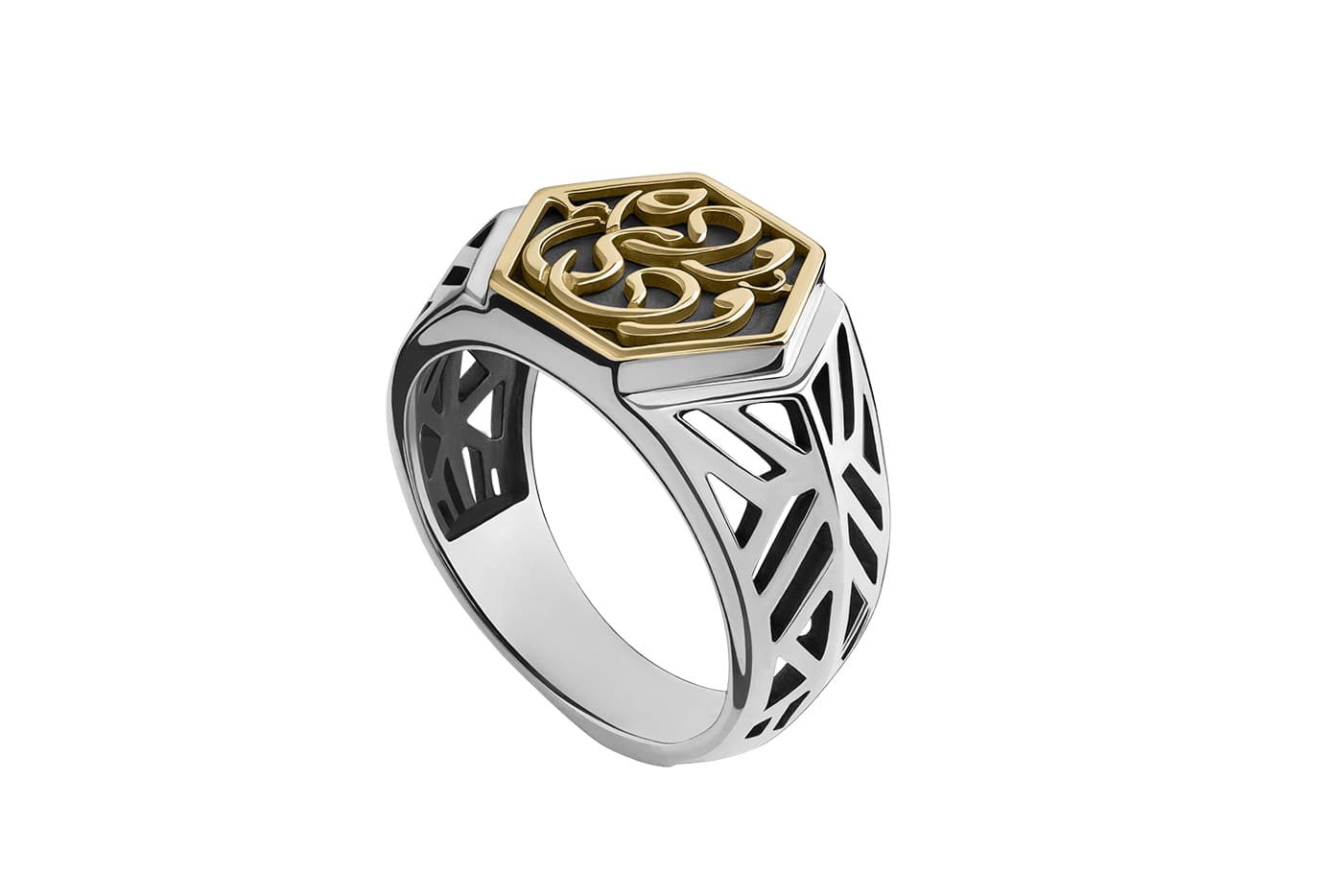  Azza Fahmy 'Mamluk' collection ‘Minaret’ ring in yellow gold and sterling silver