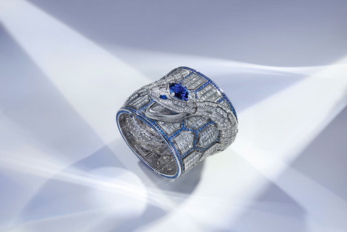 Bvlgari ‘Serpenti Misteriosi Romani’ watch with 10ct Sri Lankan sapphire, 60ct of diamonds and 35ct of sapphires in white gold