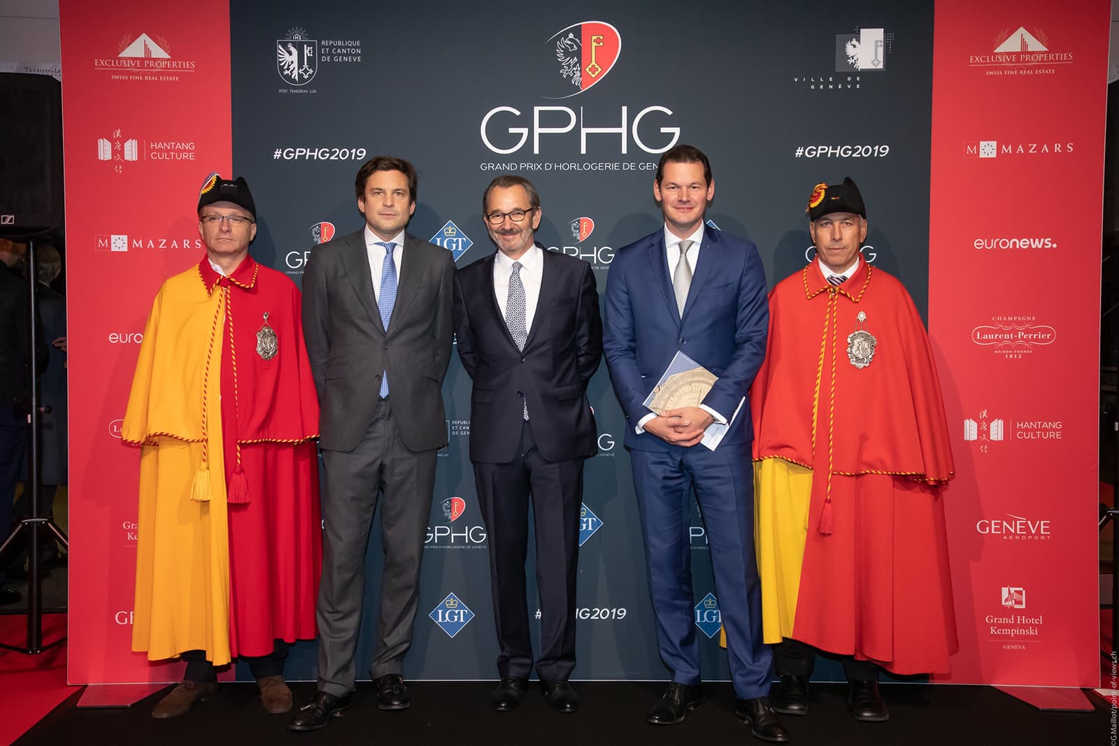 Guillaume Barazzone (Geneva Administrativ Councillor), Raymond Loretan (President of the GPHG Foundation) and Pierre Maudet (Geneva State Councillor) at the Prix d’Horlogerie de Genève