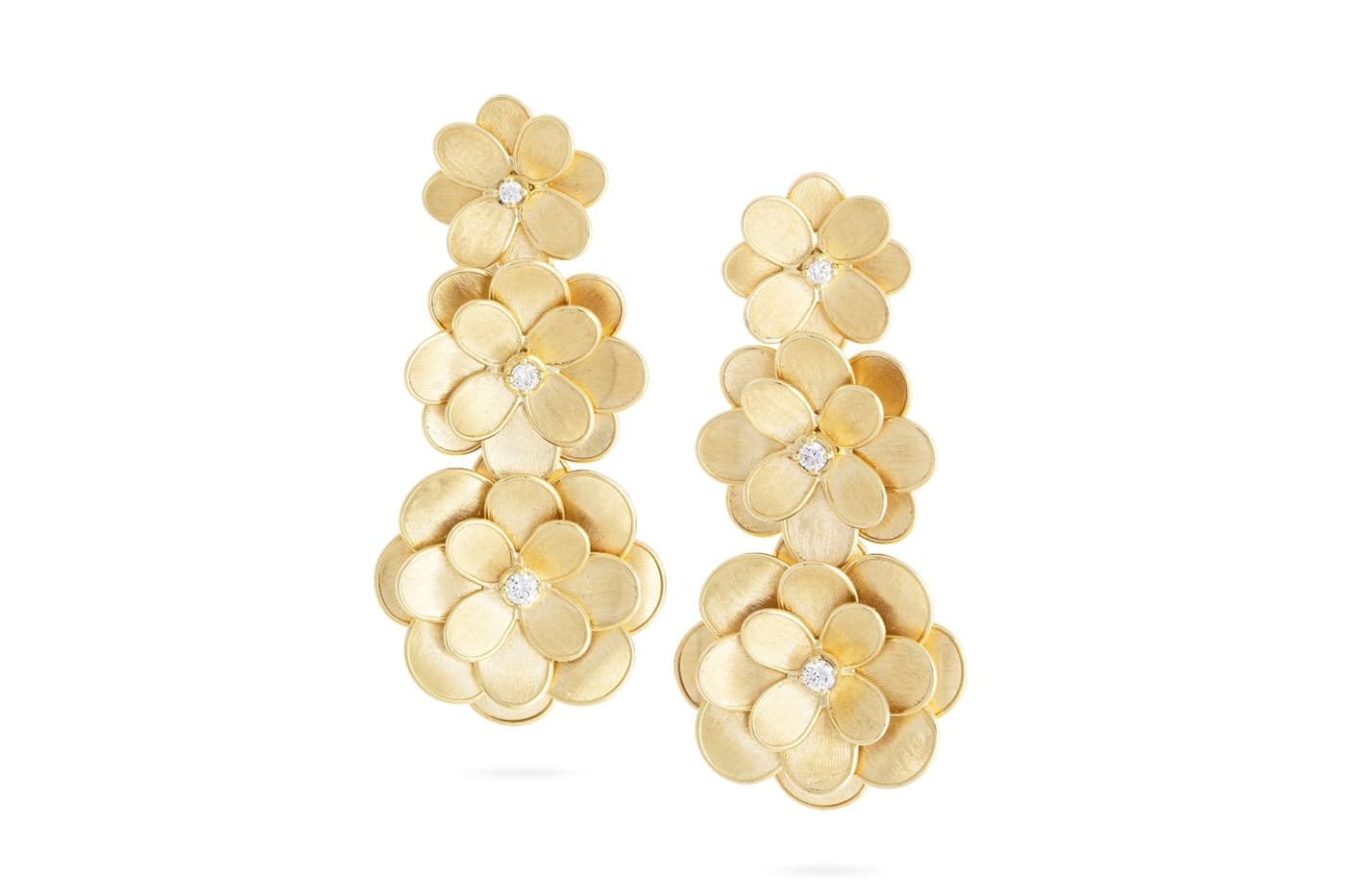  Marco Bicego 'Petali Diamond Flower' earrings with diamonds in yellow gold