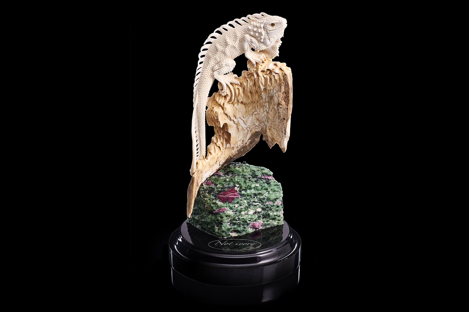NotIvory 'Iguana' sculpture in mammoth tusk
