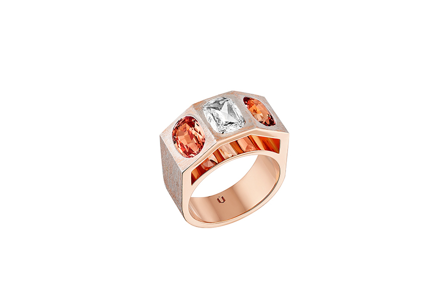  Nuun 'Padparadscha' ring from the 'Manifesto' collection with 3.75ct morganite and diamonds in white and rose gold