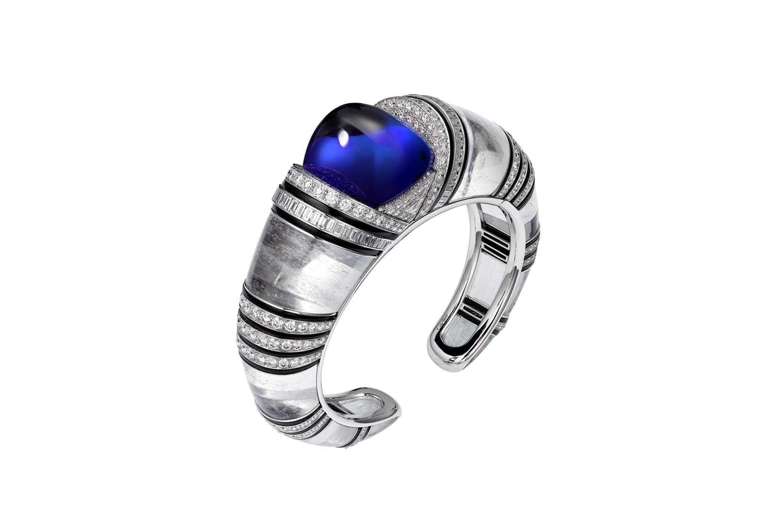 Cartier cuff with tanzanite, rock crystal, diamonds and lacquer in white gold