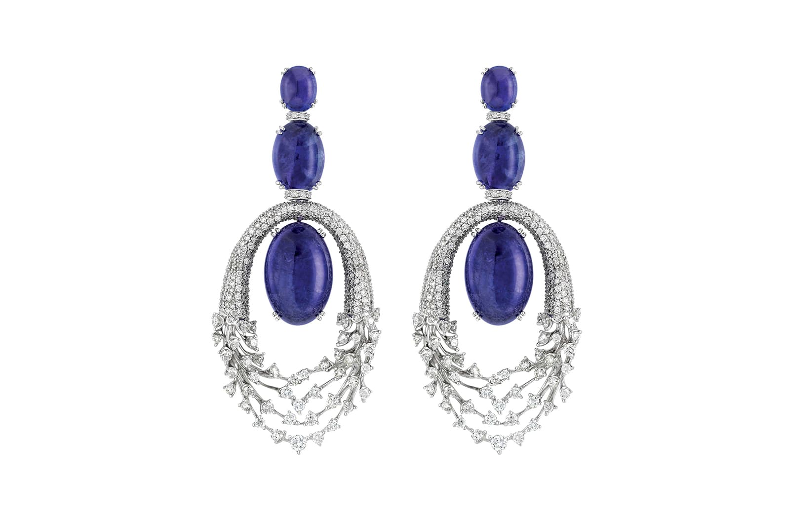  Hueb 'Luminous' earrings with tanzanite and diamonds in white gold