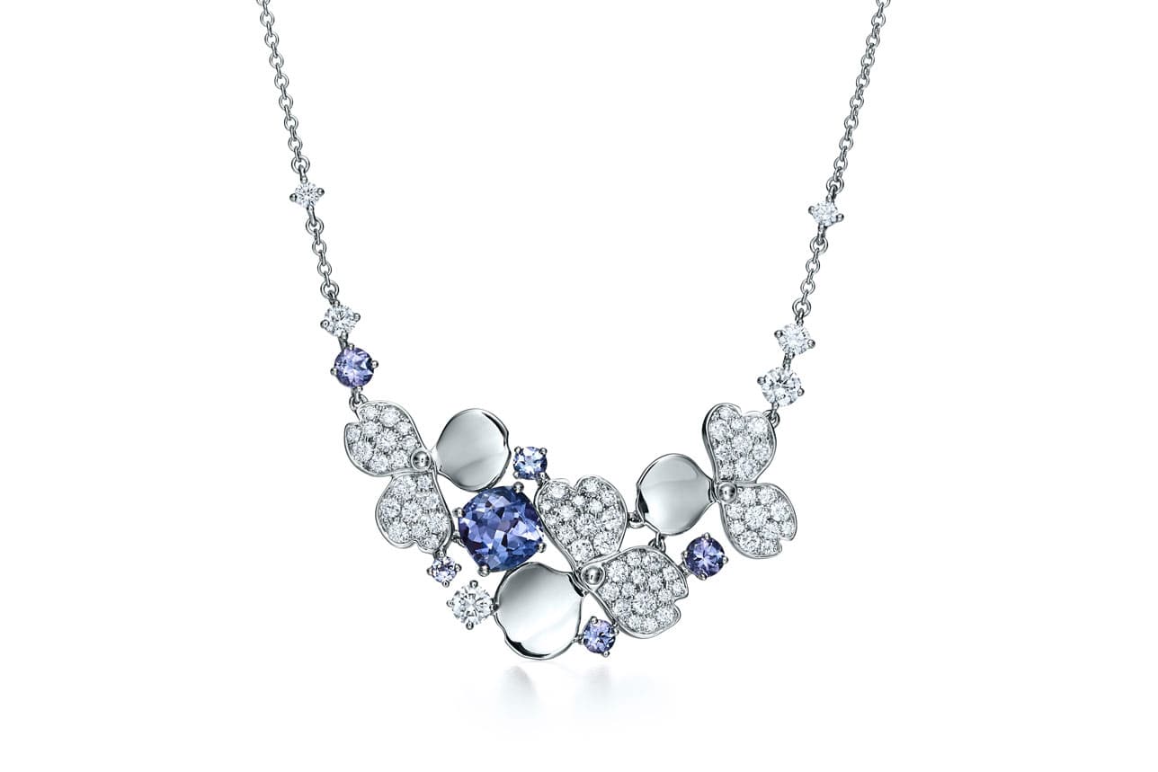  Tiffany&Co. 'Paper Flowers' necklace with tanzanite and diamonds in platinum