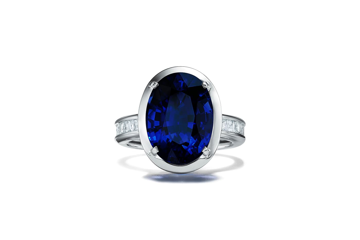  Tiffany&Co. Blue Book 2019 collection ring with over 9ct Sri Lankan sapphire and diamonds in platinum