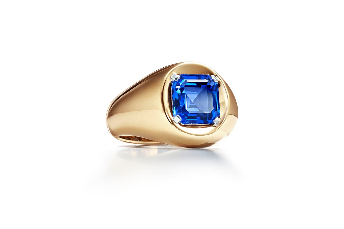  Tiffany&Co. Blue Book 2019 collection ring with sapphire in yellow gold and platinum