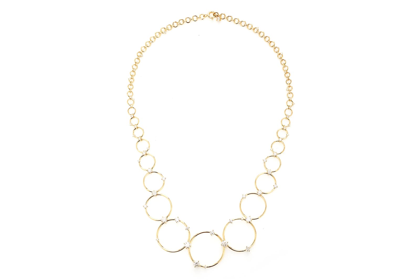Fernando Jorge 'Aerial' collection ‘Loops’ necklace with diamonds in yellow gold