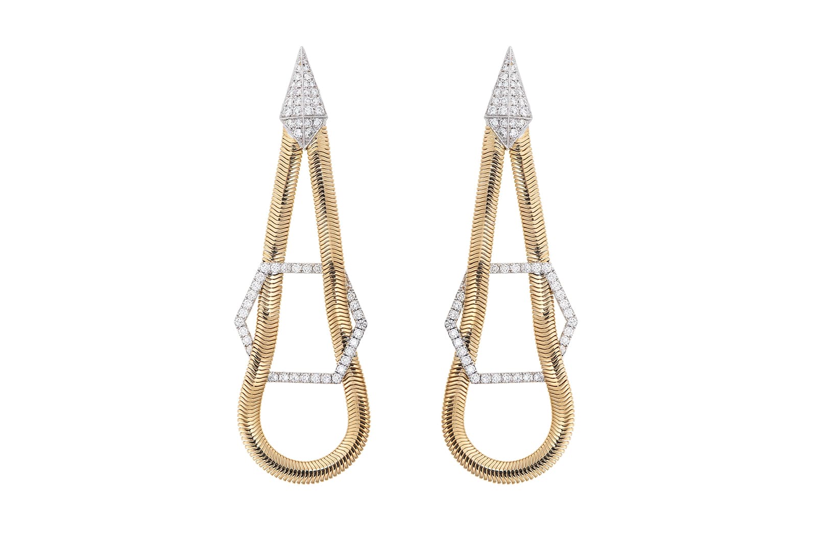  Nikos Koulis ‘Feelings’ collection earrings with diamonds in yellow and white gold 