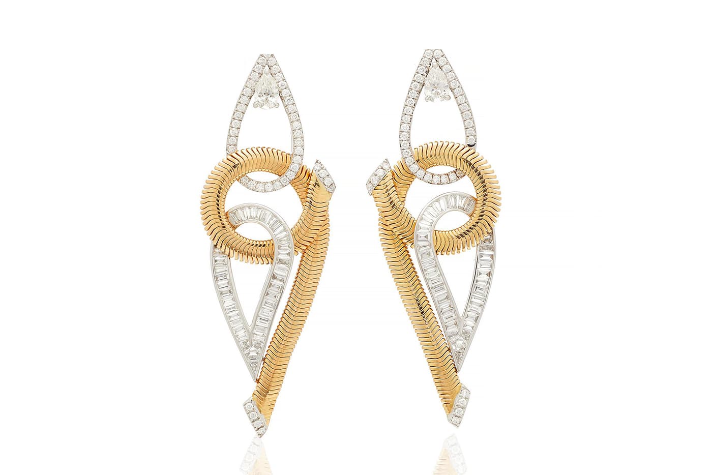  Nikos Koulis ‘Feelings’ collection earrings with diamonds in yellow and white gold 
