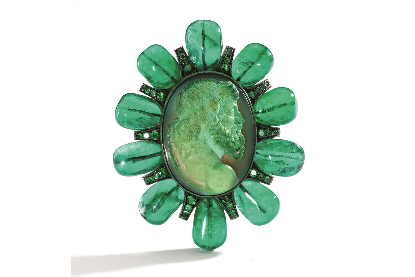  The jasper cameo and tsavorite garnet pendant by Hemmerle