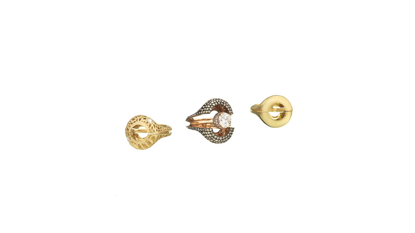  AW Mouzannar ring jackets in yellow gold and diamonds