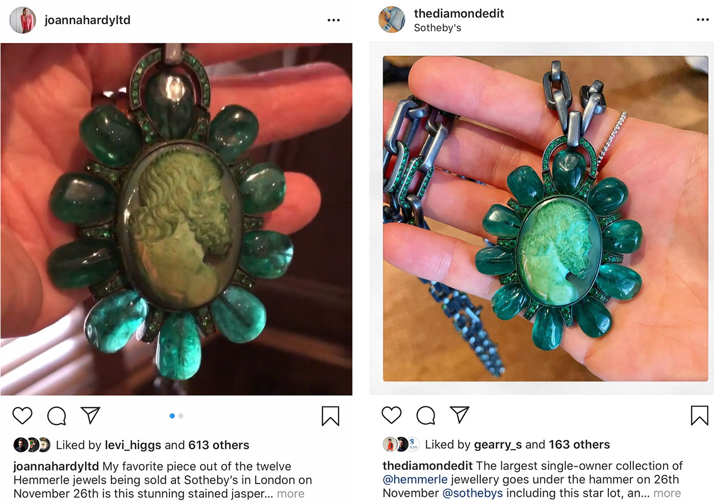 The jasper cameo and tsavorite garnet pendant by Hemmerle