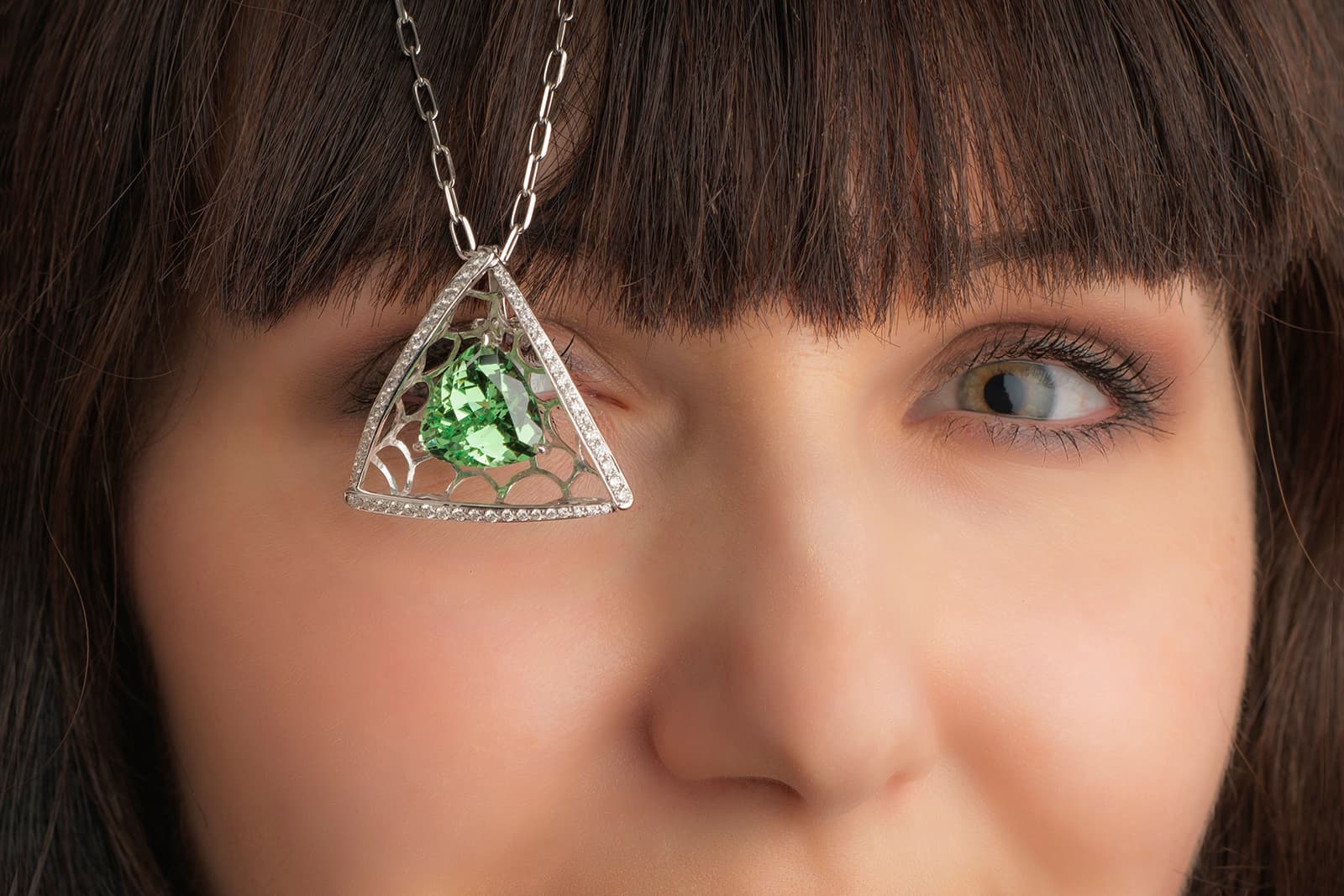  Grossular garnet pendant with diamonds by Jessie Foo