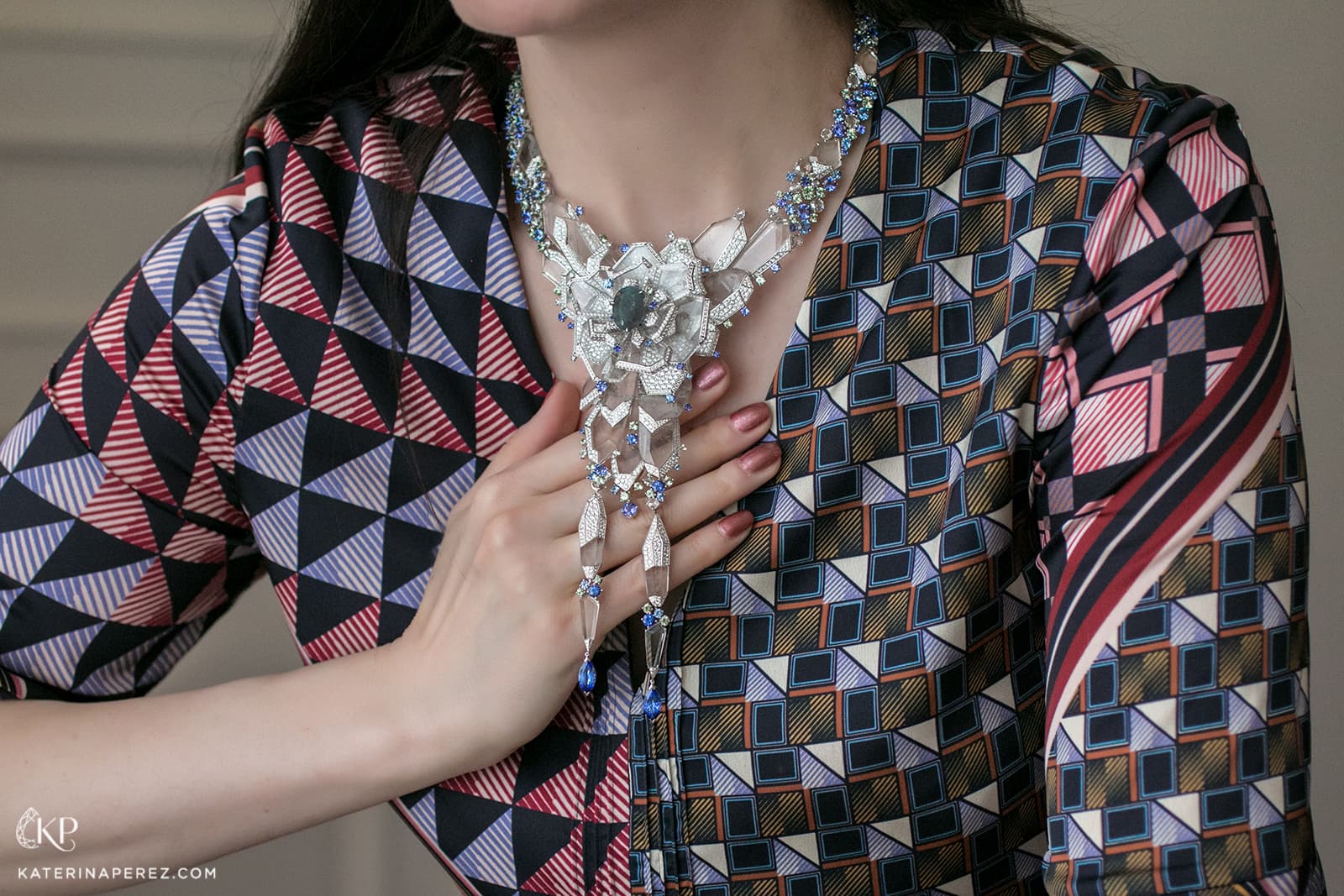  Rubeus 'Eternal' transformable necklace with oval 10.30ct alexandrite, diamonds, sapphires, tanzanites and rock crystal in titanium