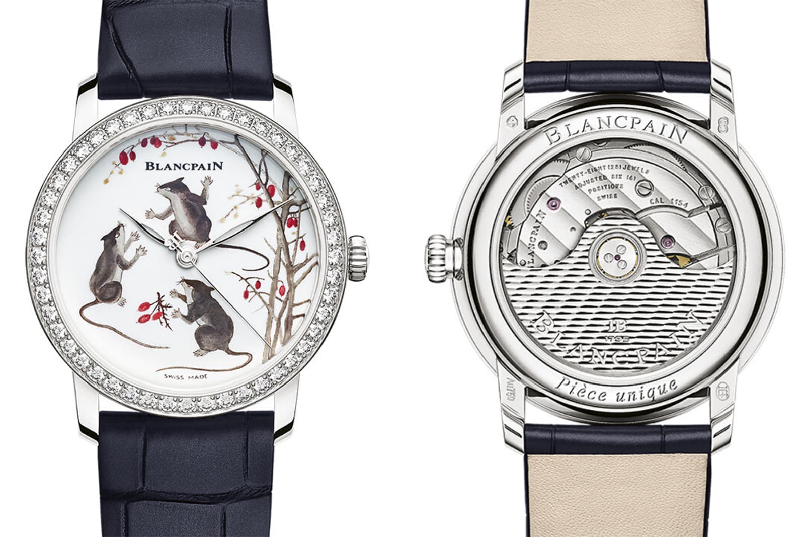 Blancpain Métiers d'Art Porcelaine 33mm watch with hand painted porcelain and 48 brilliant cut diamonds in white gold