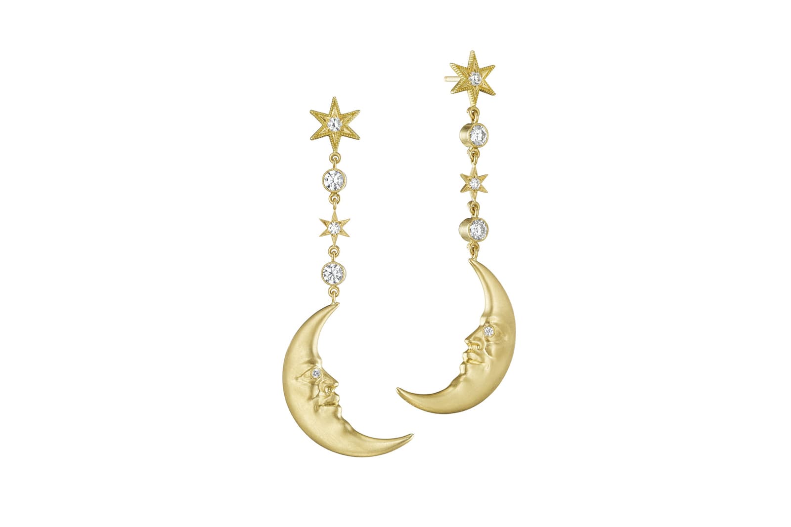  Anthony Lent ‘Celestial’ collection earrings with diamonds in yellow gold