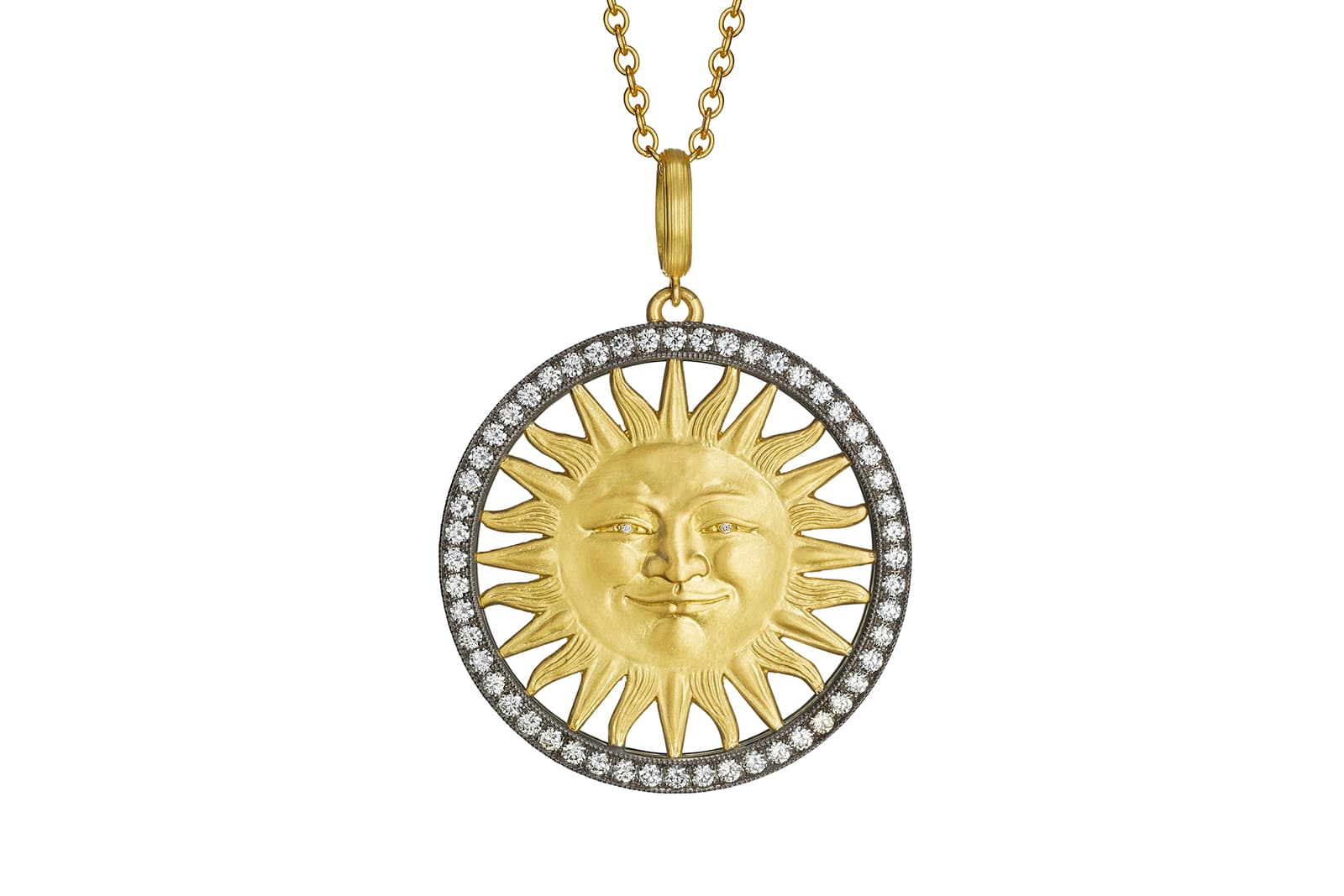  Anthony Lent ‘Celestial’ collection pendant with diamonds in yellow gold and oxidised silver