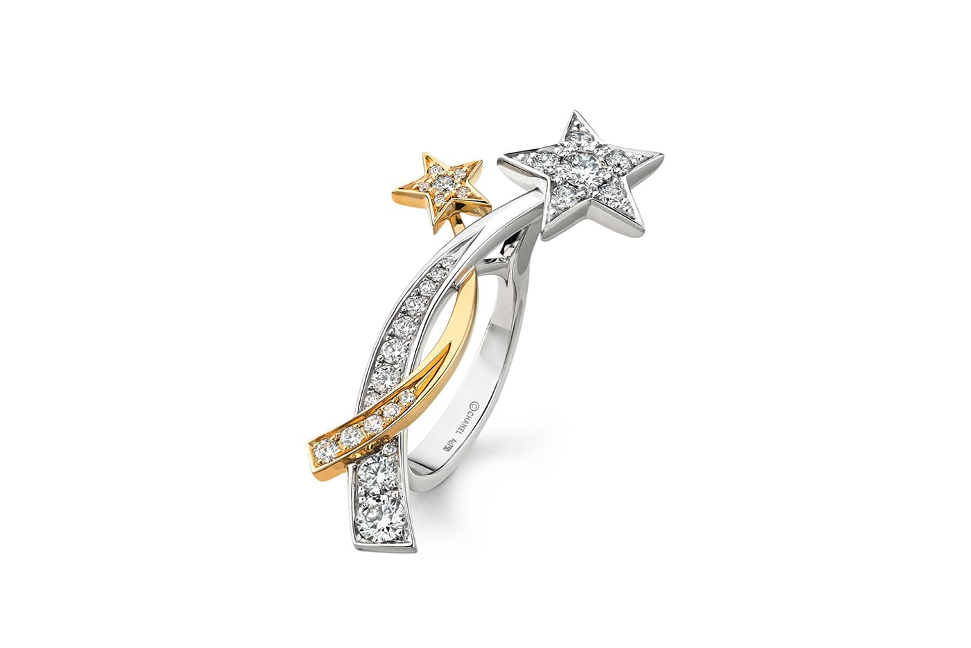  Chanel ‘Cométe’ collection ring with diamonds in white and yellow gold
