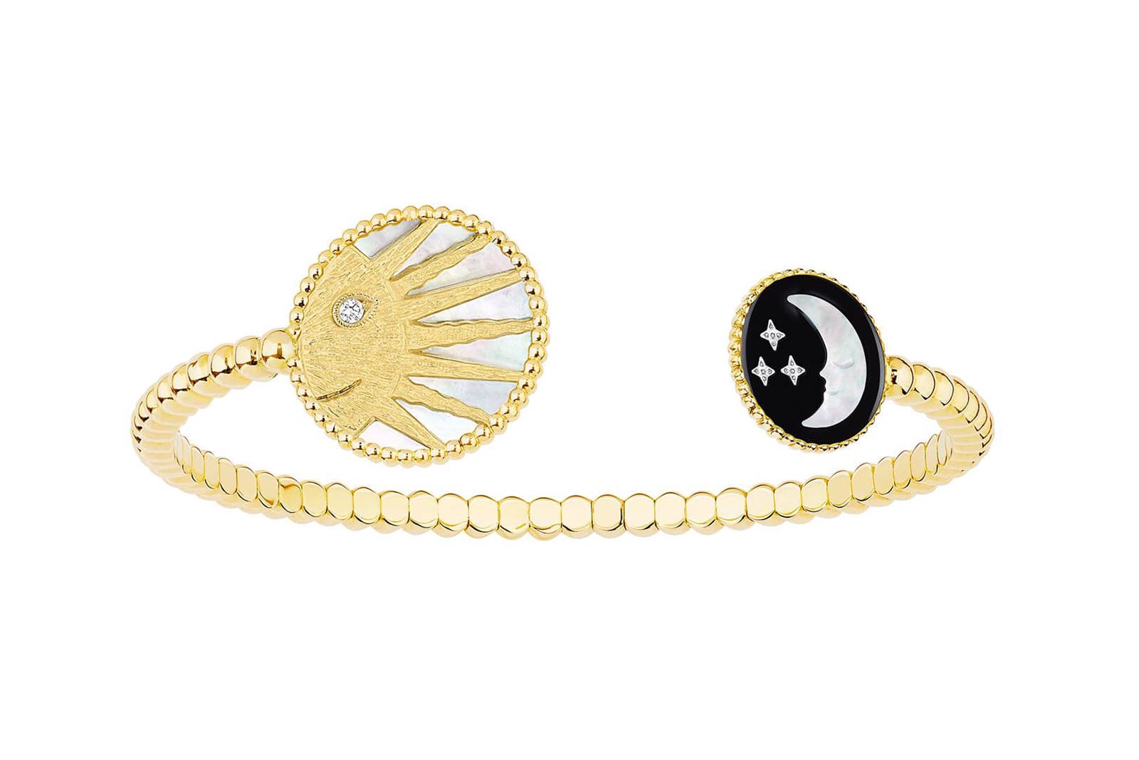  Dior ‘Rose Céleste’ collection bangle with mother of pearl, diamond and onyx in yellow gold