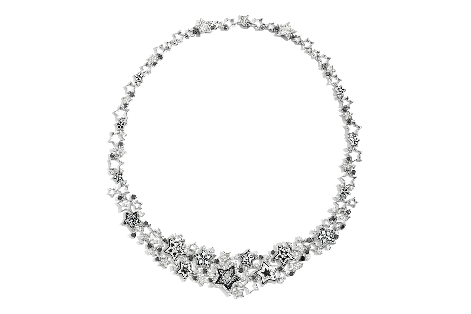  SICIS ‘Etoile Dark’ necklace with mosaic and black and colourless diamonds in white gold