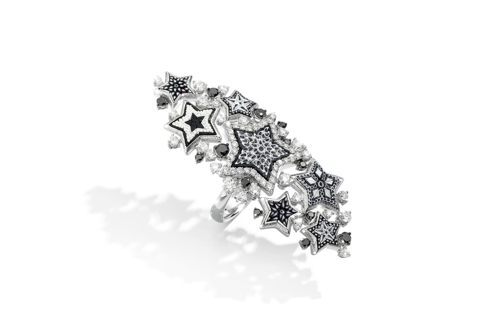  SICIS ‘Etoile Dark’ ring with mosaic and black and colourless diamonds in white gold
