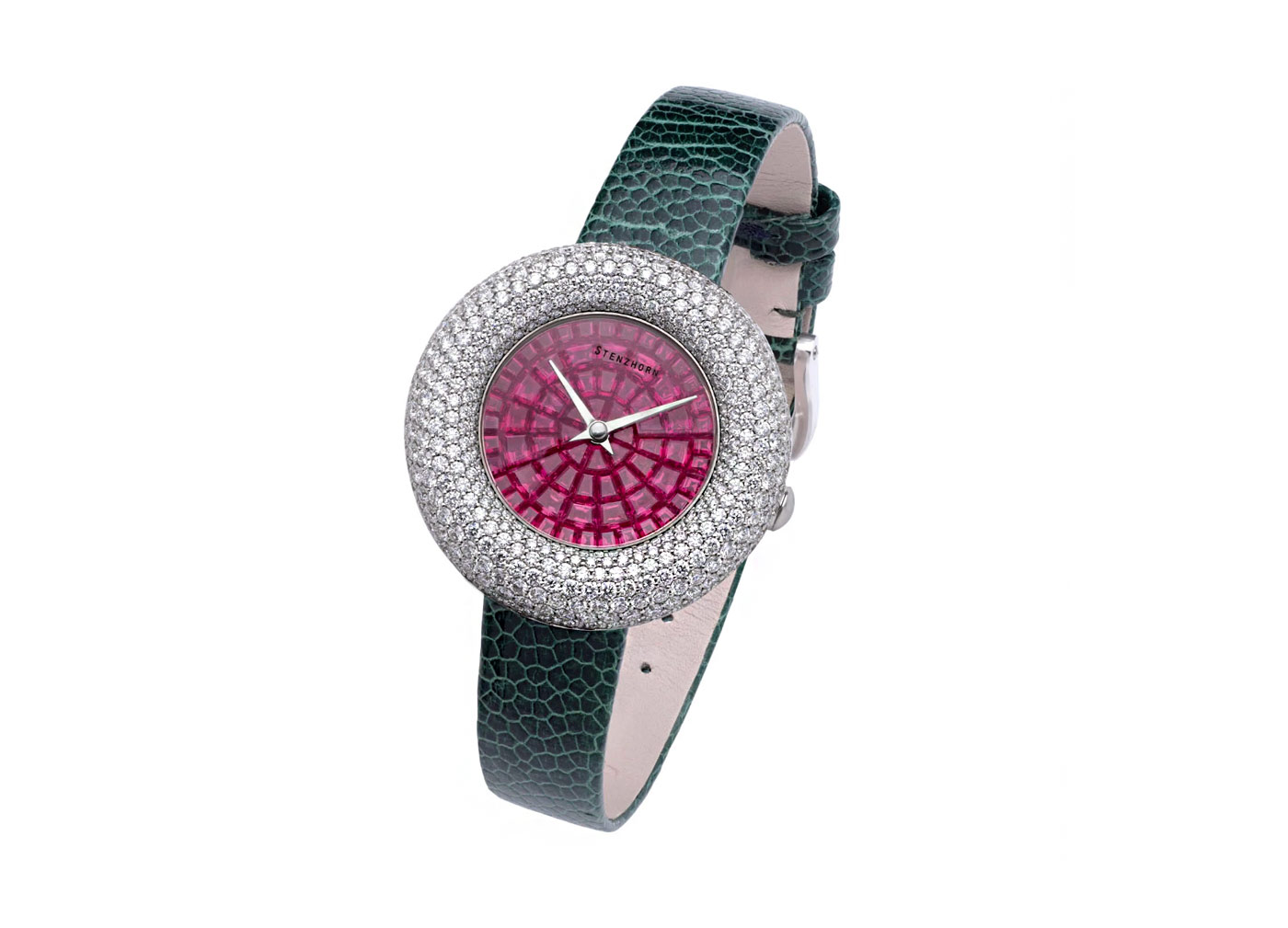  Stenzhorn Mosaic collection Ruby Fever watch with diamonds and invisible set rubies in white gold 