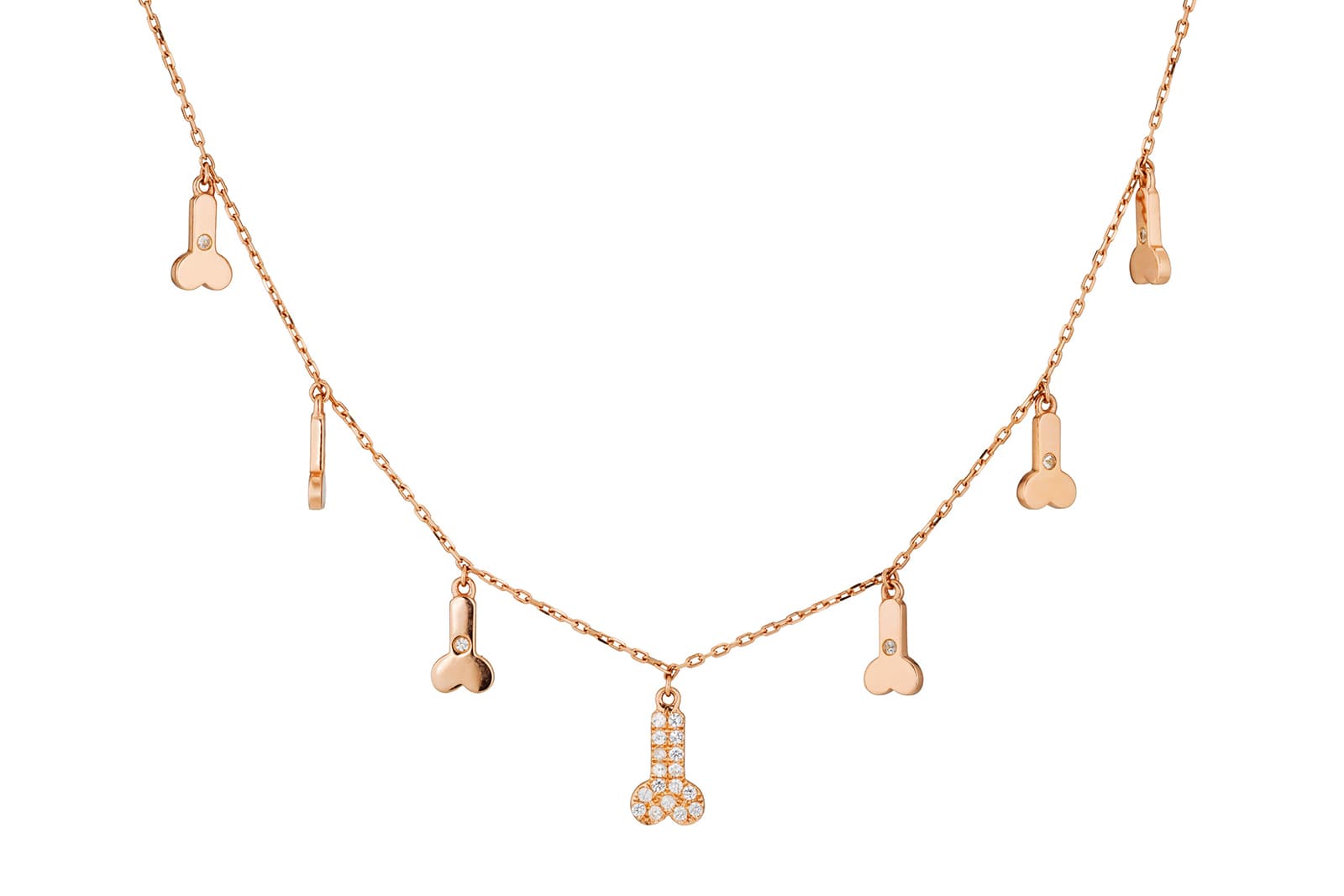 Runa Jewelry Lingam necklace with sapphires in rose gold