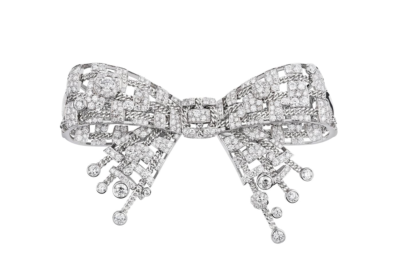  Chanel High Jewellery Tweed de Chanel collection Tweed Brodé brooch with diamonds in white gold