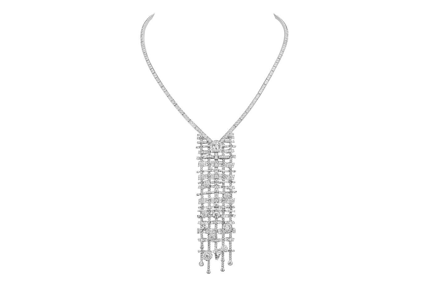  Chanel High Jewellery Tweed de Chanel collection Tweed Brodé necklace with diamonds in white gold