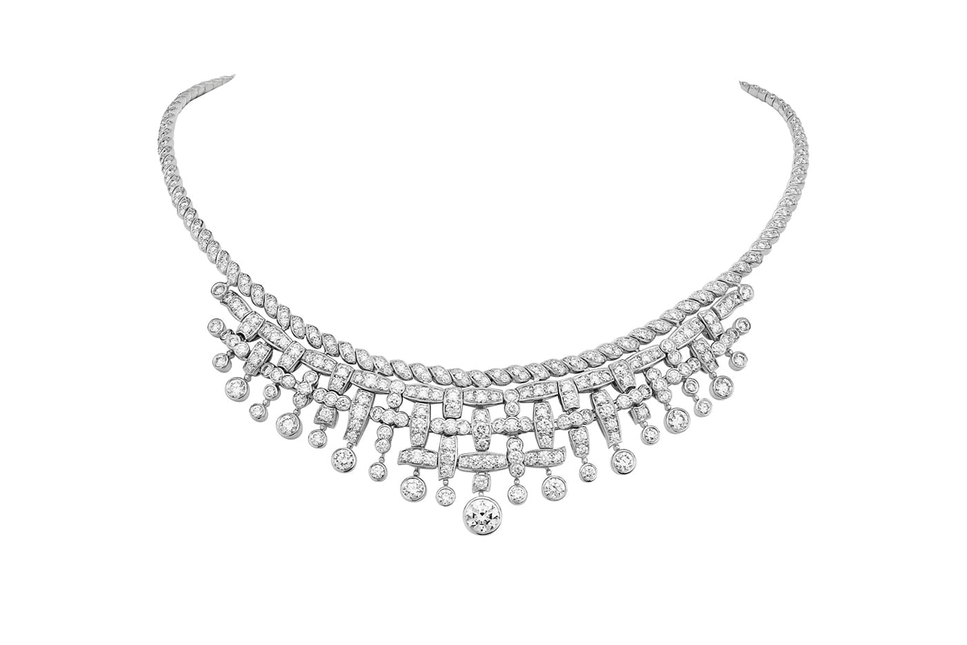 Chanel High Jewellery Tweed de Chanel collection Tweed Frange necklace with diamonds in white gold