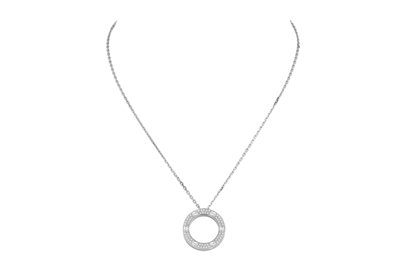  Cartier Love collection necklace with diamonds in white gold