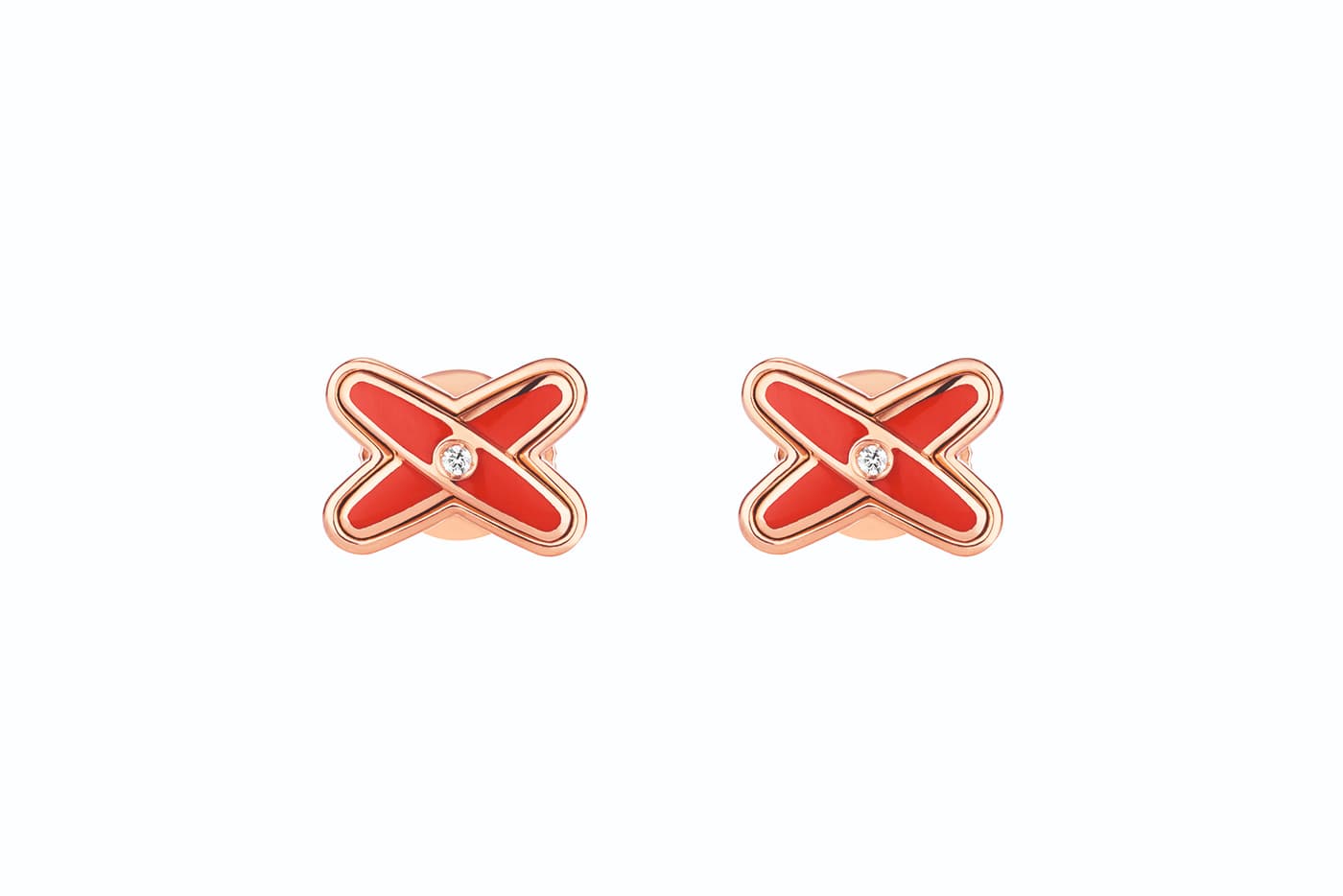  Chaumet Liens collection earrings with diamonds and enamel in rose gold 