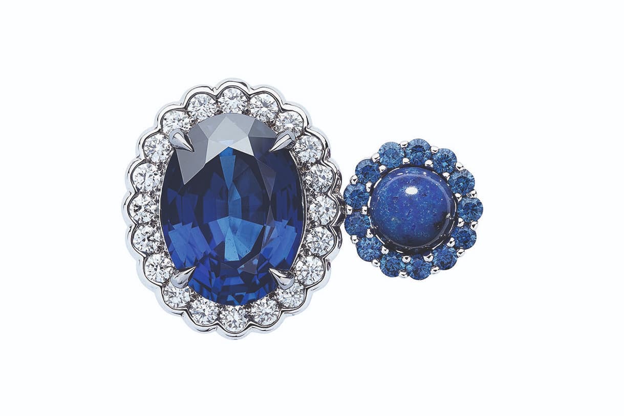  Dior et Moi collection ring with diamonds, sapphires, lapis lazuli and blue lacquer in white gold