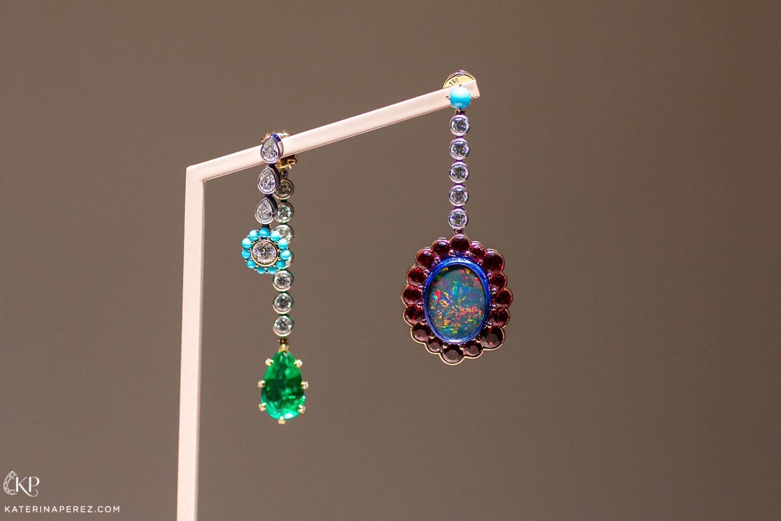  Dior et Moi collection earrings with black opal, spinel, emerald, turquoise, diamonds and lacquer in white, pink and yellow gold