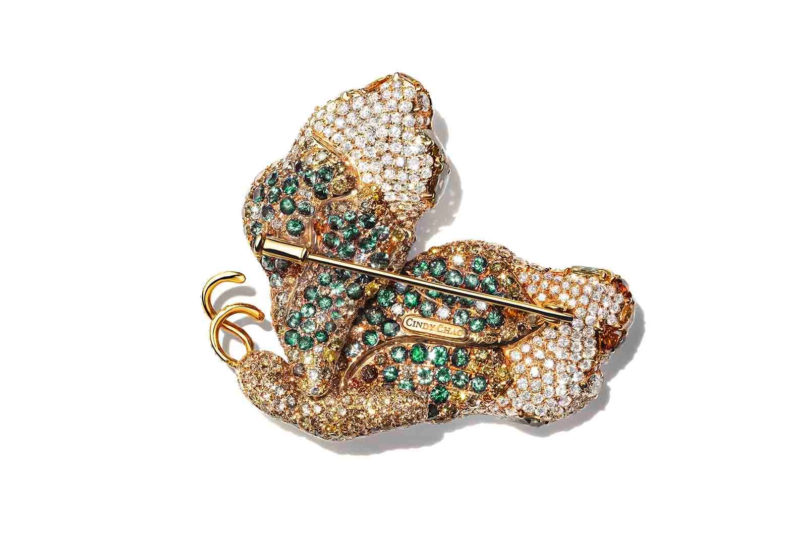  Cindy Chao 2008 Black Label Masterpiece I with unheated Burmese rubies totaling 12.89 ct, 7.50ct of fancy coloured diamonds, diamonds and colour changing sapphires in yellow gold