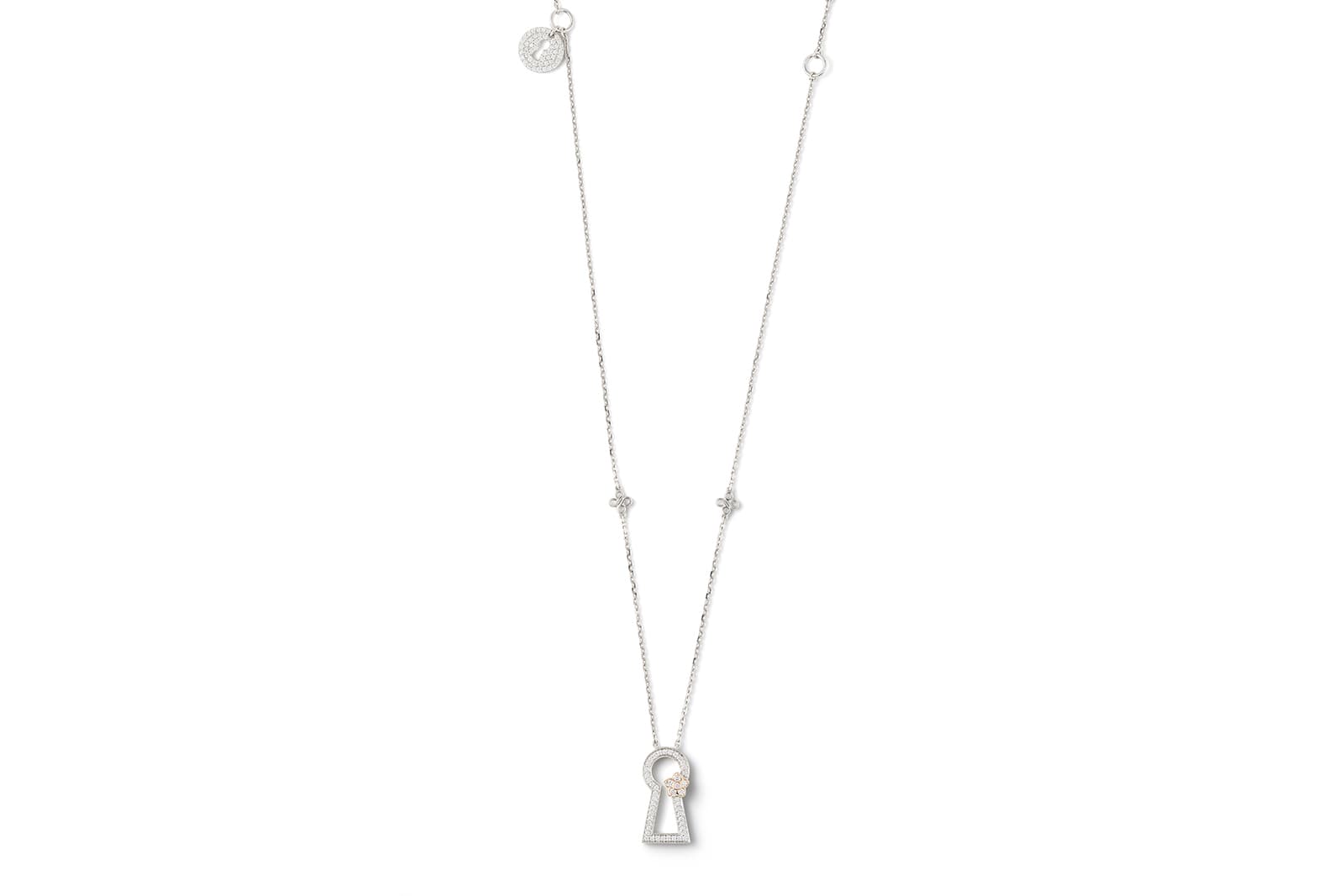  Boodles Secret Garden collection Keyhole pendant with diamonds in white gold